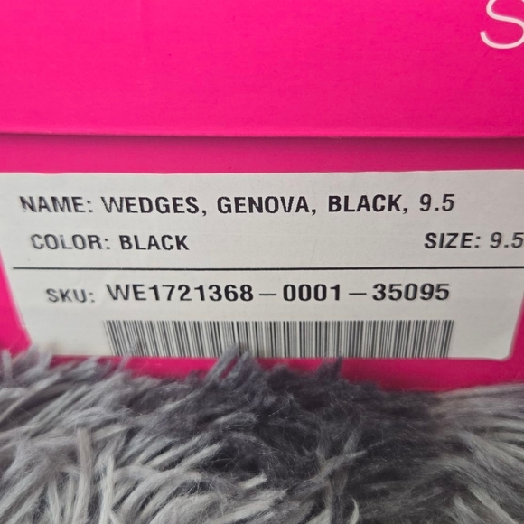 Shoe Dazzle Black and Tan Wedge Genova Sandals Size 9.5 - Picture 9 of 9